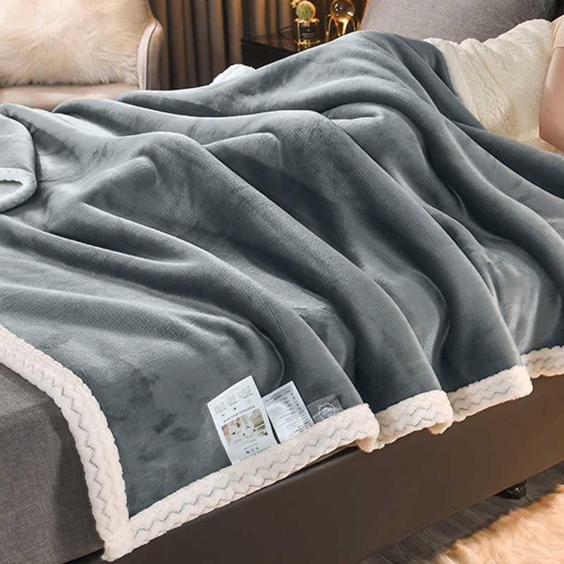 Large Ultimate Sherpa Blanket Luxurious Plush Throw Rug 200x230cm BlueGrey
