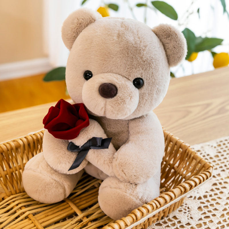 Super Soft Coral fleece Brown Bear Plush Toy Rose Wedding Valentine's day 50cm