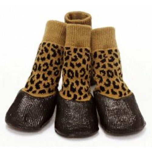 Pet Dog WaterProof Rain Shoes Boots Socks Non-slip Rubber Socks Yellow Leopard