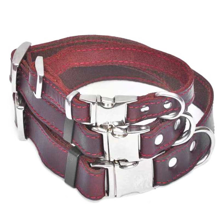 Top Quality Handmade Genuine Leather Pet Dog Collar Alloy buckle