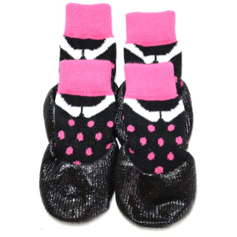 Pet Dog WaterProof Rain Shoes Boots Socks Non-slip Rubber Socks Pink Dots Print