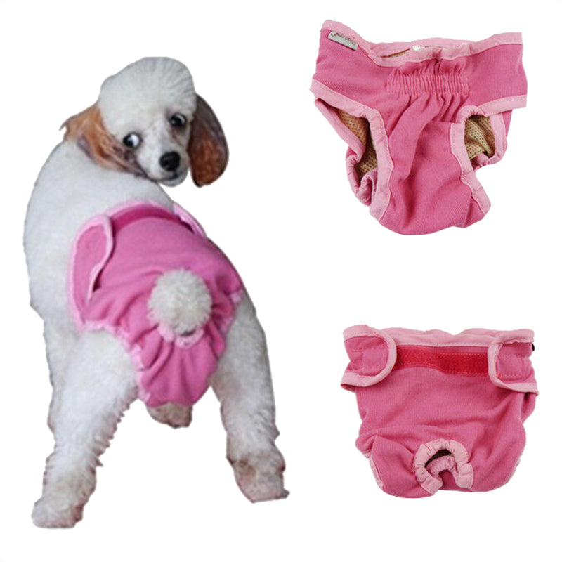 Female Sanitary Dog Nappy Underpants Diaper Pants Plain Colours M L XL