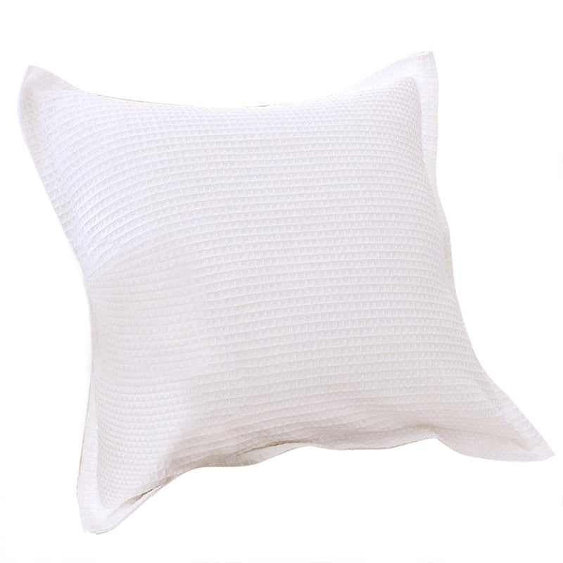 A Pair of 100% Cotton White Waffle European Cushion Covers 65x65cm+5cm