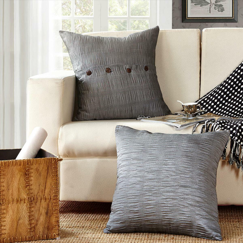 A pair of Seersucker Pattern Sofa Home Decor Cushion Covers
