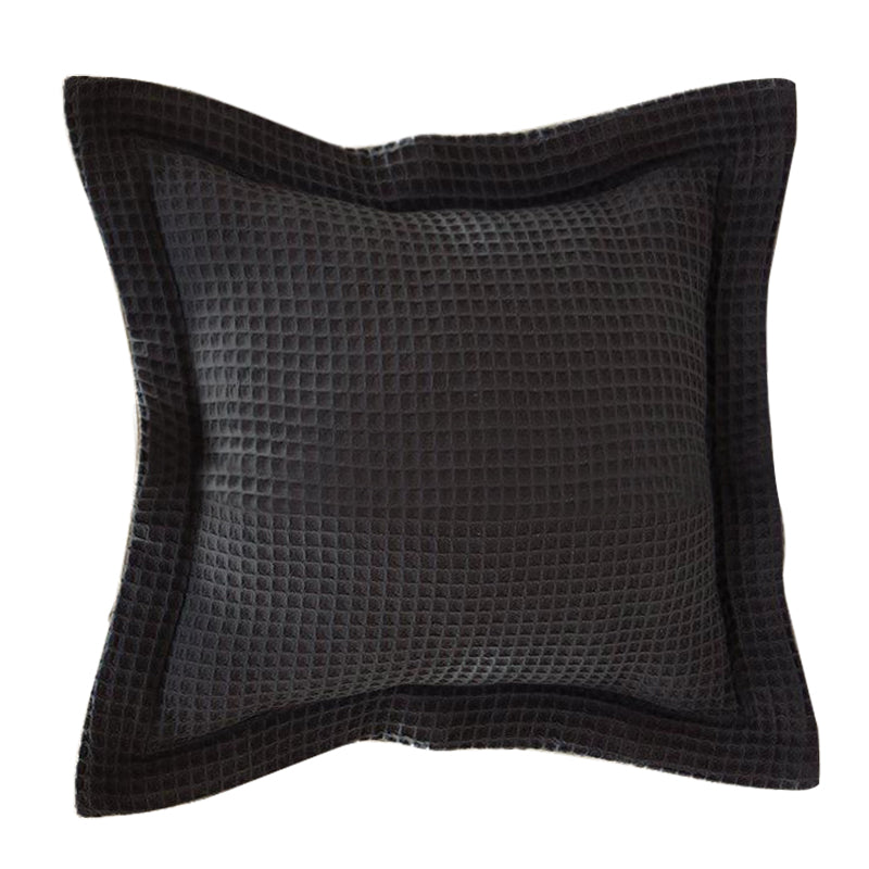 A pair of 100% Cotton 350gsm Charcoal Chunky Waffle European Cushion Covers 65x65cm+5cm