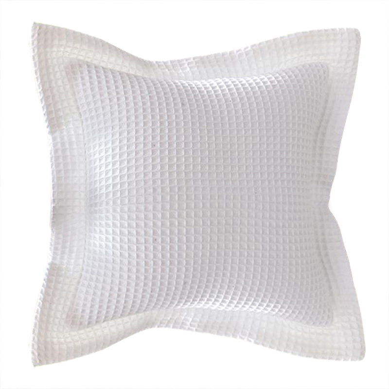 A pair of 100% Cotton 350gsm White Chunky Waffle European Cushion Covers 65x65cm+5cm