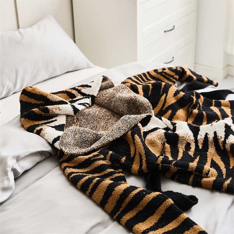 Winter Hooded Soft Warm Tiger Pattern Night Sleepwear Pyjamas Homewear Robe