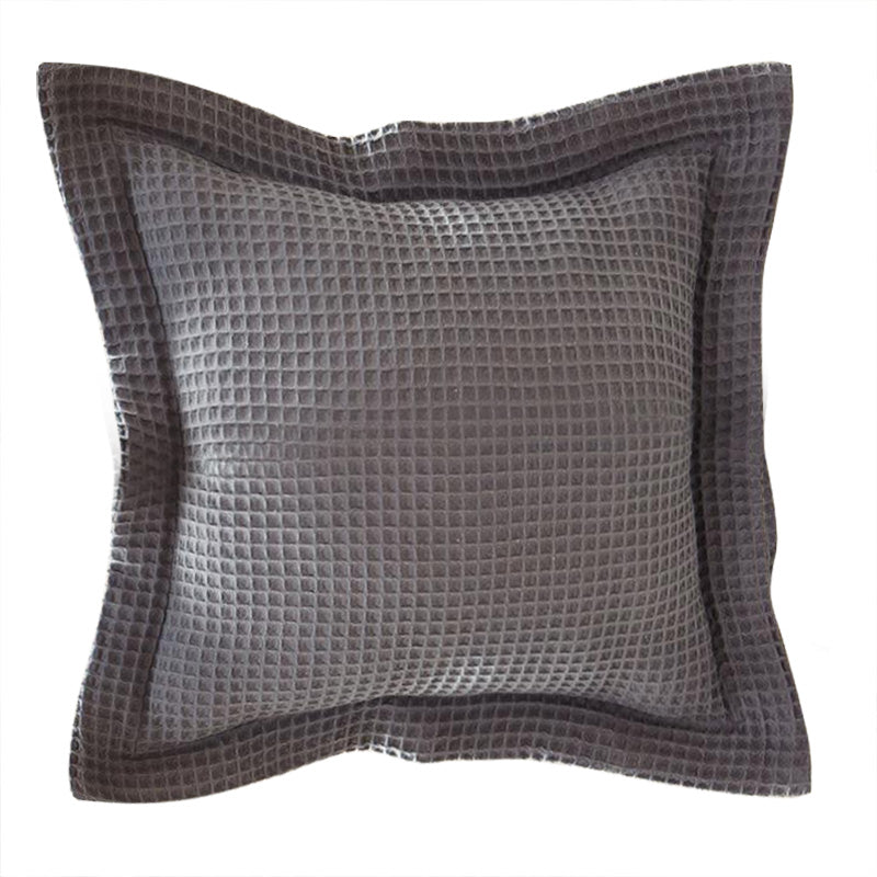A pair of 100% Cotton 350gsm Grey Chunky Waffle European Cushion Covers 65x65cm+5cm