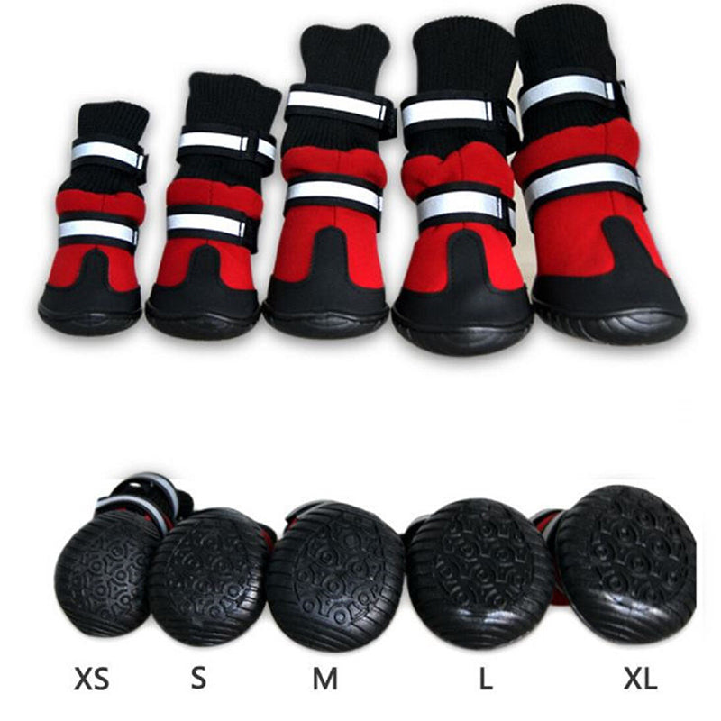 Dog Shoes WaterProof Rain Boots Socks Non-slip Rubber Shoes Red M- XL