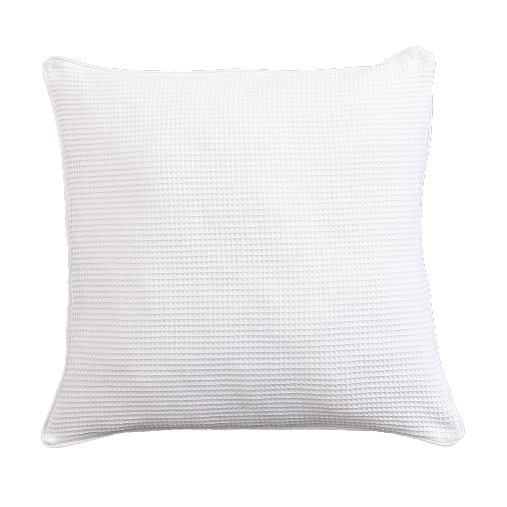 2 x 100% Cotton White Waffle Weave Euro Square Breakfast Body Pillowcases Cushion Covers