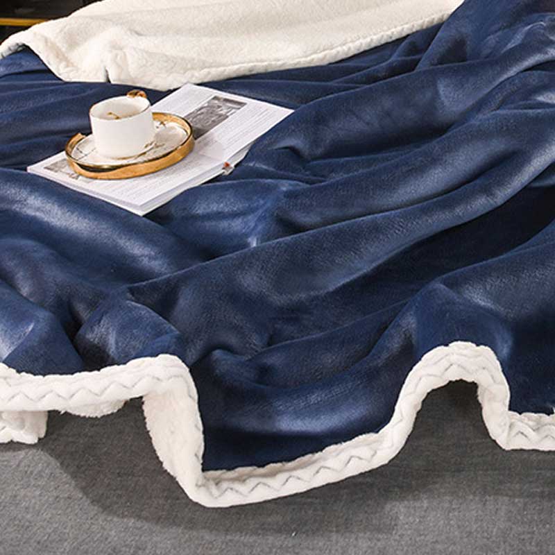 Large Ultimate Sherpa Blanket Luxurious Plush Throw Rug 200x230cm Blue