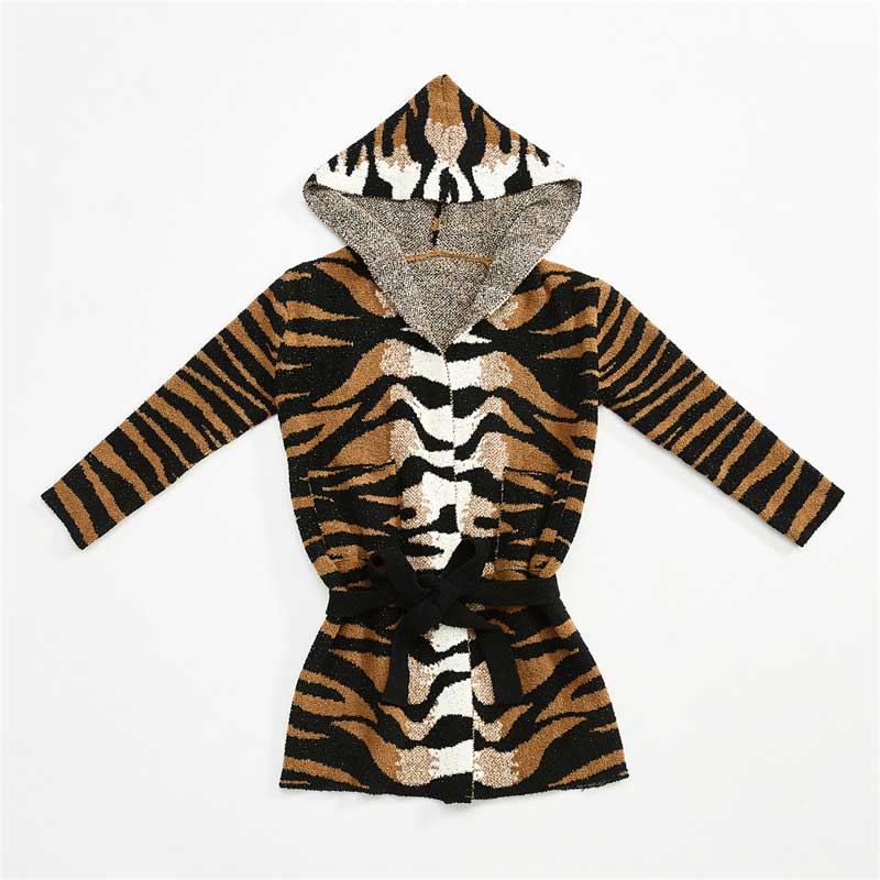 Winter Hooded Soft Warm Tiger Pattern Night Sleepwear Pyjamas Homewear Robe