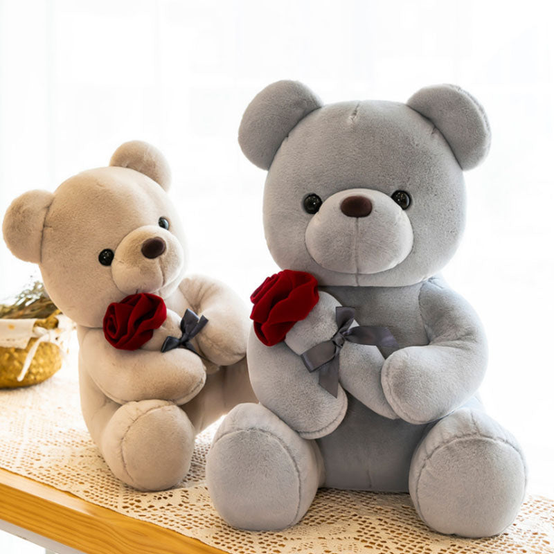Super Soft Coral fleece Brown Bear Plush Toy Rose Wedding Valentine's day 50cm
