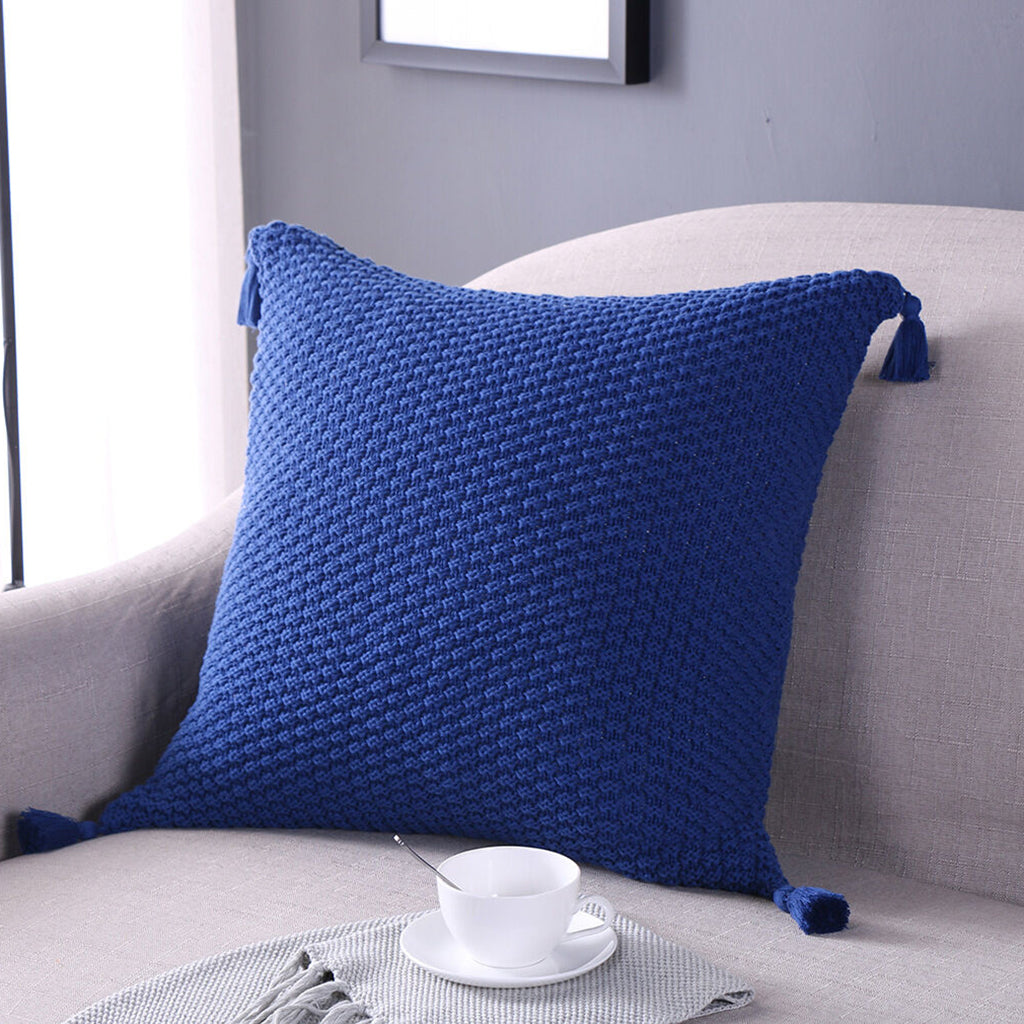 Premium Cotton Knitted Tassel Cushion Cover Home decor Pillow Cover 45x45cm
