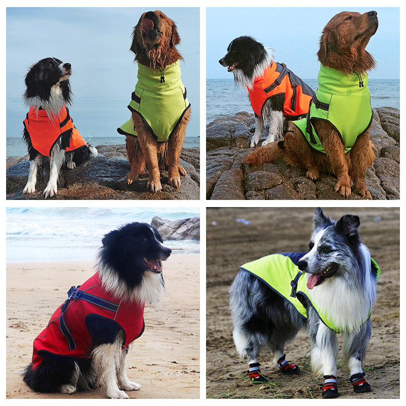 Medium Large Breed Dog Waterproof Vest Coat Dog Jacket Orange/Black S M L XL