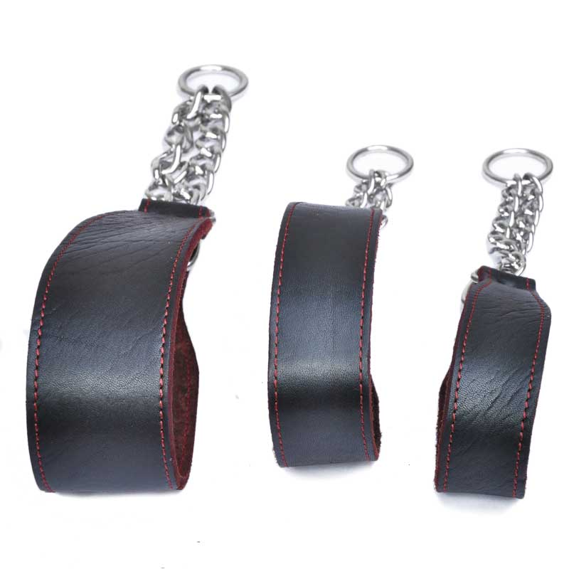 Top Quality Handmade Genuine Leather Adjustable Chain Pet Dog Collar