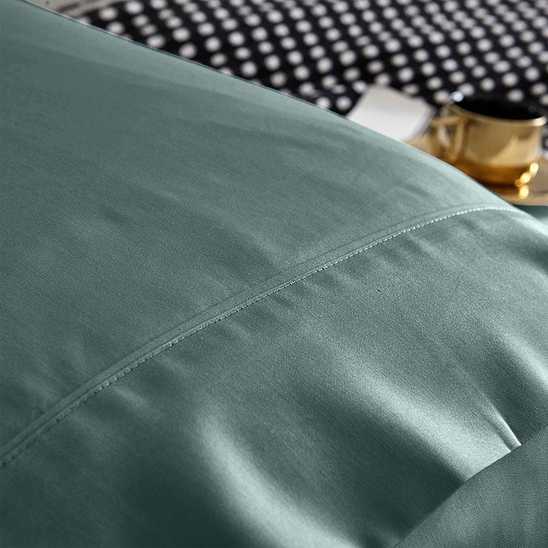 100% Cotton 650tc Soft Sateen Fabric Dark Green Quilt Cover Set