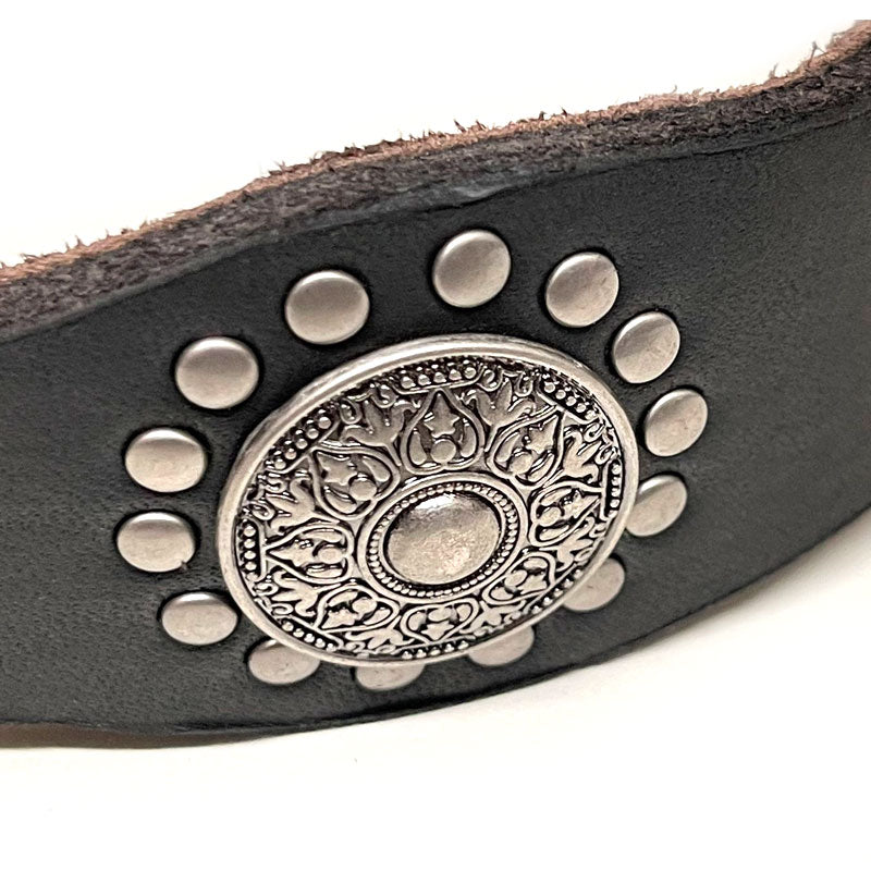 Top Quality Handmade Genuine Leather Safe Studded Pet Dog Collar Black
