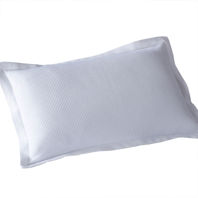 One Pair of 100% Cotton White Waffle Pillowcases 48x73cm+5cm