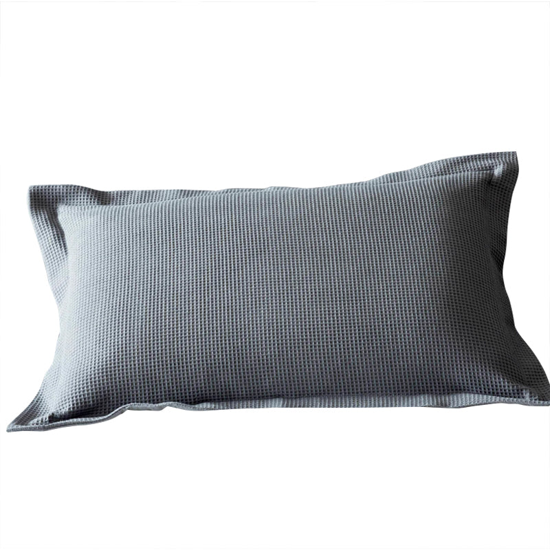 One Pair of 100% Cotton Grey Waffle Pillowcases