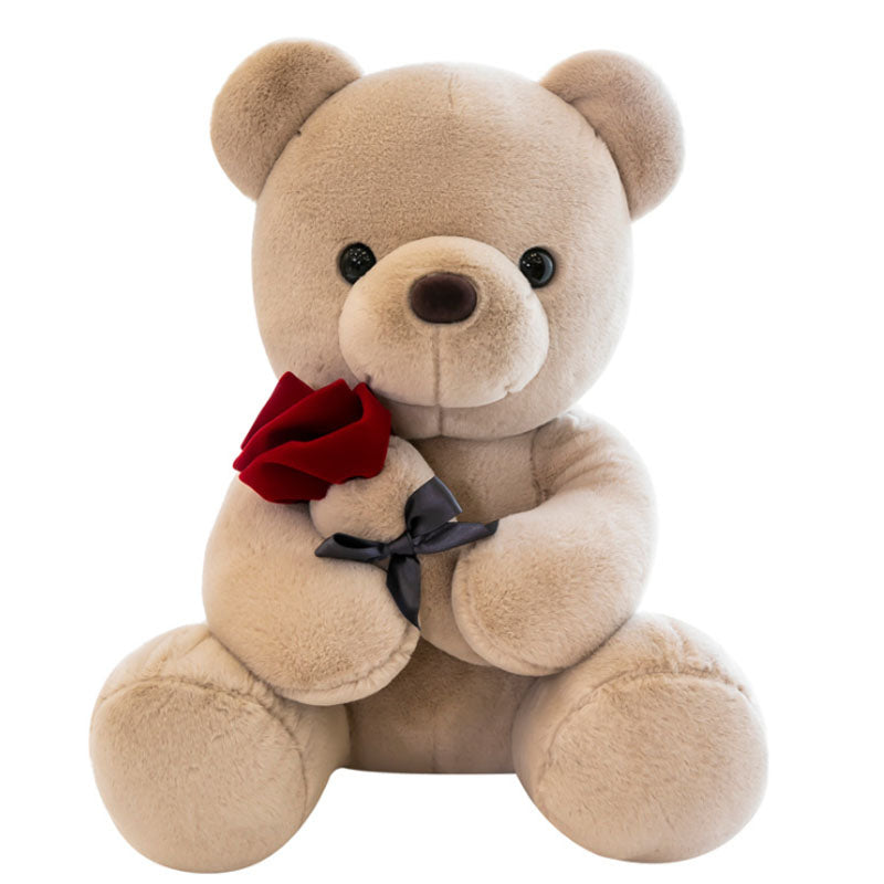 Super Soft Coral fleece Brown Bear Plush Toy Rose Wedding Valentine's day 50cm