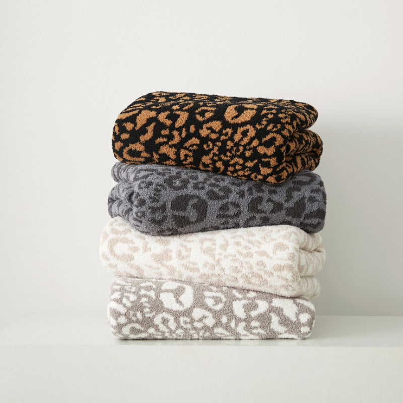 Leopard Pattern Microfibre Winter Blanket 130x160cm Super Soft Sofa Throw Rug