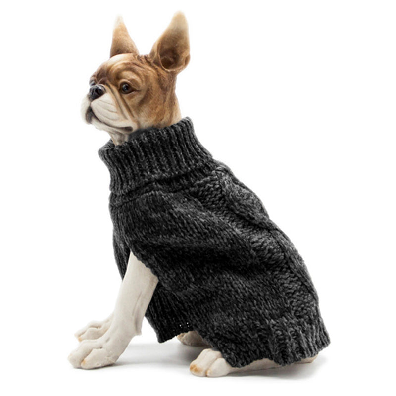 Dog Pet Cat Winter Knitted Sweater Coat Vest Warm Outfit S M L XL -Charcoal