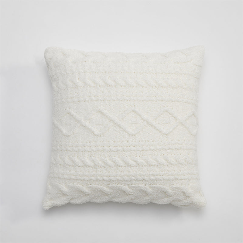 Soft Acrylic Knitted Square White Cushion Pillow Cover 45x45cm