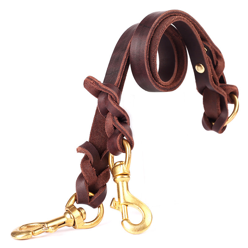 Top Quality Handmade Genuine Leather DOUBLE Dog Leash Leads 50cm Long