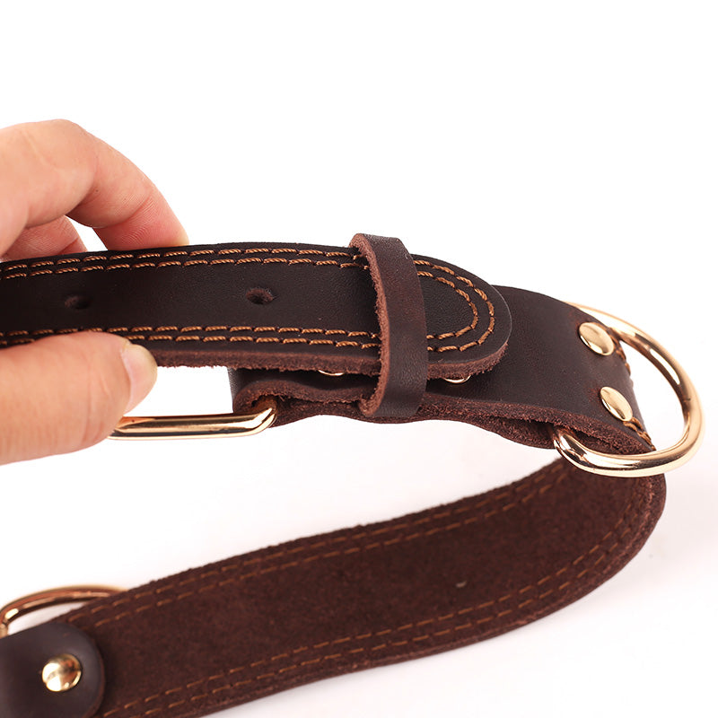 Top Quality Handmade Genuine Leather Brown Dog Collar S M L