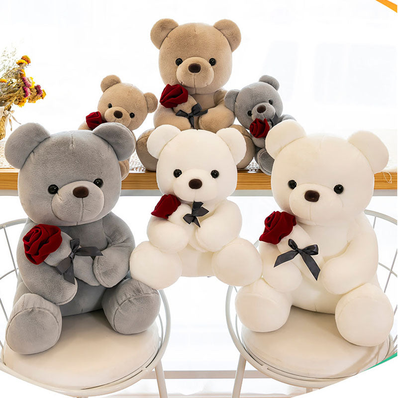 Super Soft Coral fleece Brown Bear Plush Toy Rose Wedding Valentine's day 50cm