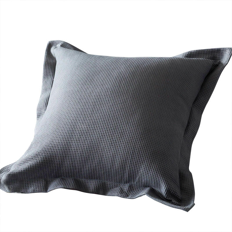 A Pair of 100% Cotton Grey Waffle European Cushion Covers 65x65cm+5cm