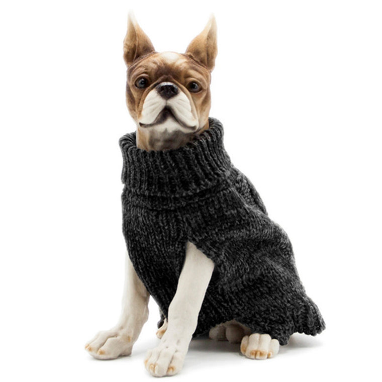 Dog Pet Cat Winter Knitted Sweater Coat Vest Warm Outfit S M L XL -Charcoal