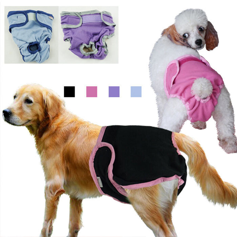 Female Sanitary Dog Nappy Underpants Diaper Pants Plain Colours M L XL