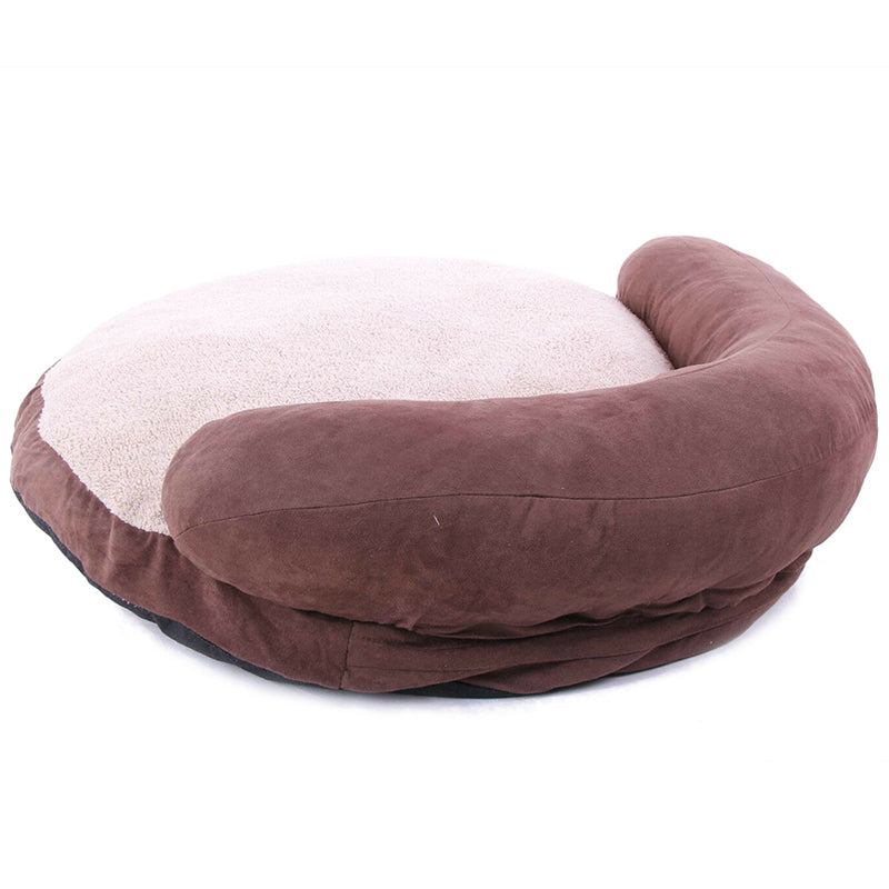 Dog Bed Sofa Soft Warm Cozy Cushioned Plush Fleece Dog Bed Sofa Chocolate