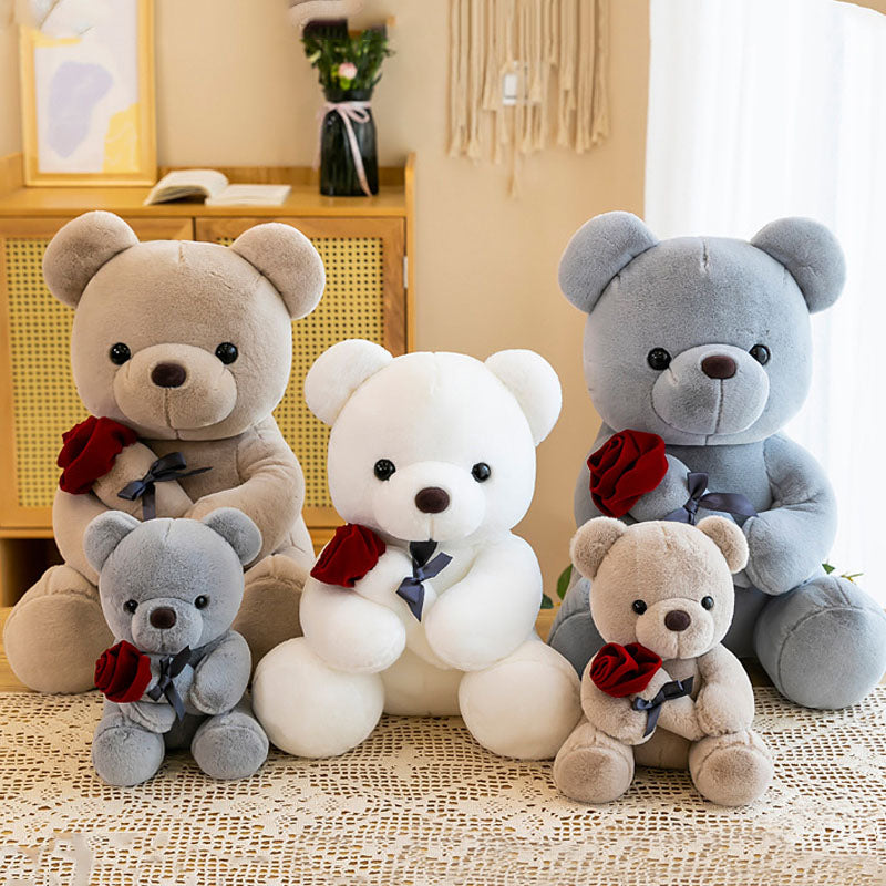 Super Soft Coral fleece Brown Bear Plush Toy Rose Wedding Valentine's day 50cm