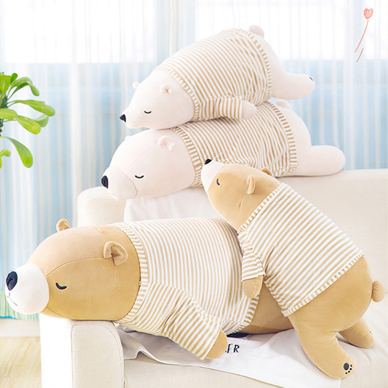 Super Cute Giant Sleeping Polar Bear with clothes Large Plush Toy 105cm Brown