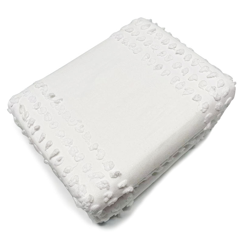 100% Cotton Tufted Pattern White Quilt Doona Duvet Cover Set