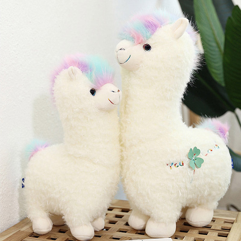 Large Super Cute Soft Coral Fleece Alpaca Plush Toy Rainbow Head 100cm High