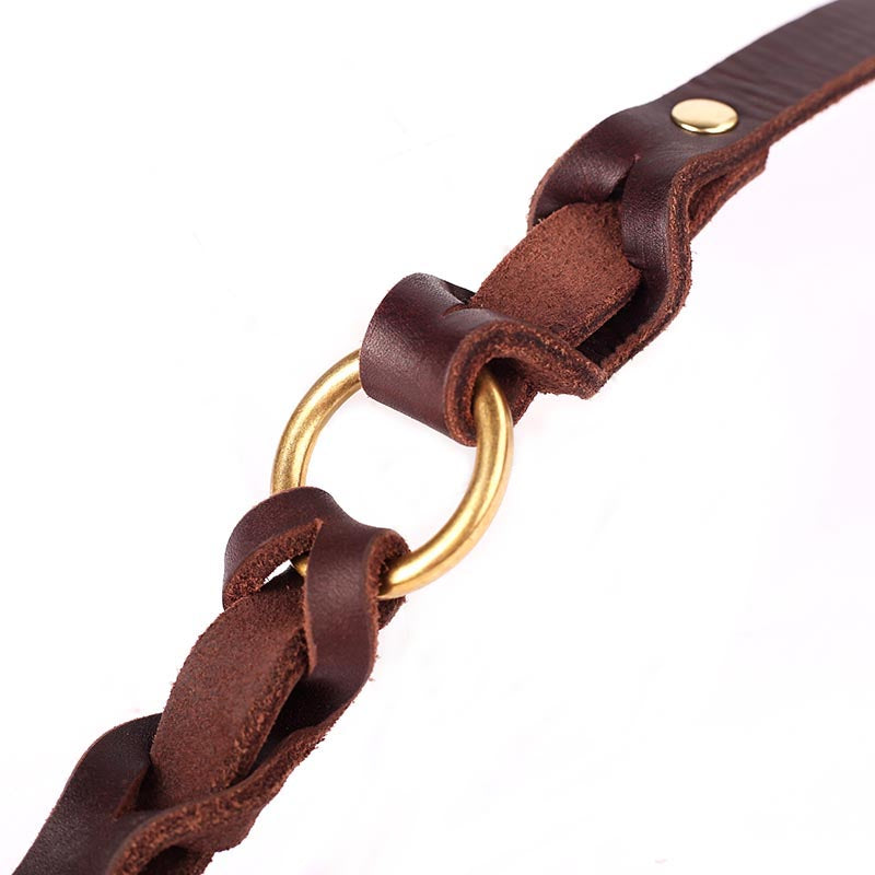 Top Quality Handmade Genuine Leather DOUBLE Dog Leash Leads 50cm Long