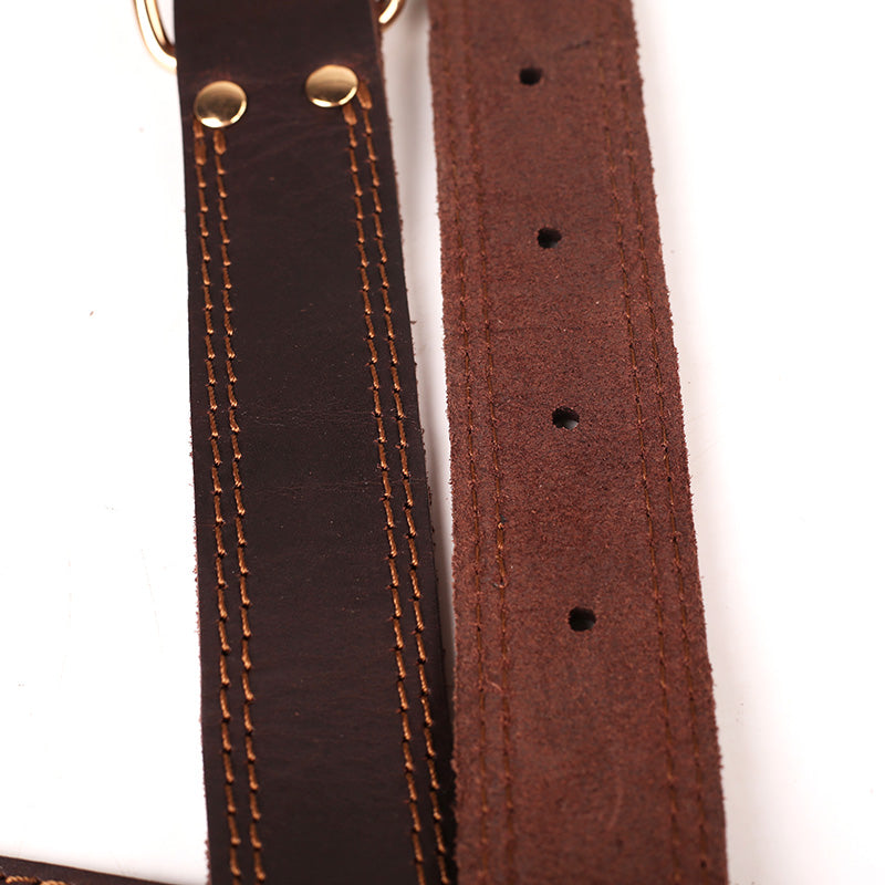 Top Quality Handmade Genuine Leather Brown Dog Collar S M L