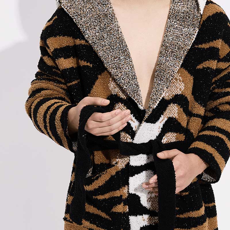 Winter Hooded Soft Warm Tiger Pattern Night Sleepwear Pyjamas Homewear Robe