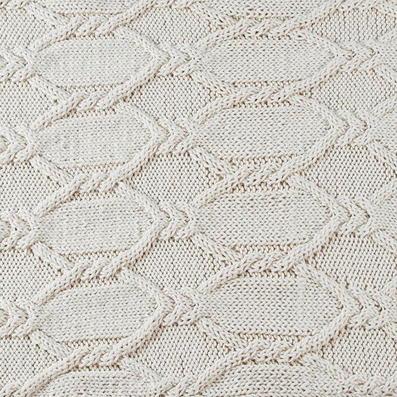 Acrylic Hand Knitted Blanket Exquisite Workmanship Tassel Throw Rug Beige 130x160cm