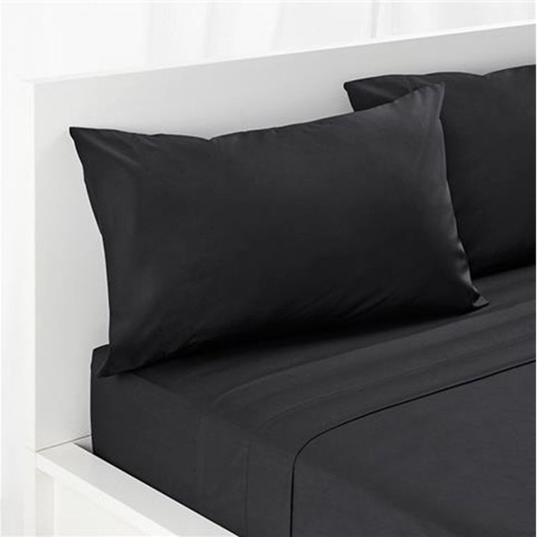 A Pair of 100% Cotton 650TC Sateen Plain Black Pillowcases