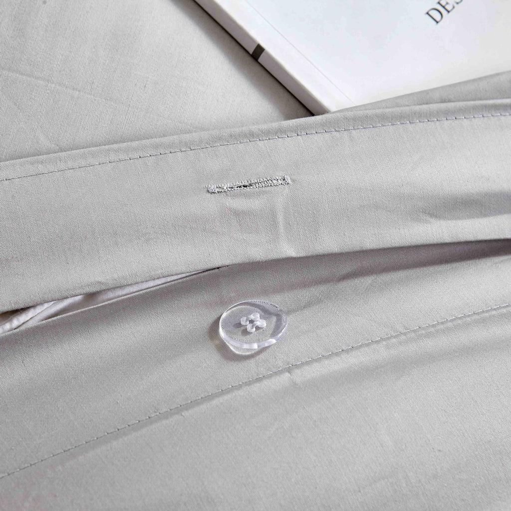 100% Cotton 650tc Soft Sateen Fabric Plain Grey Quilt Cover Set