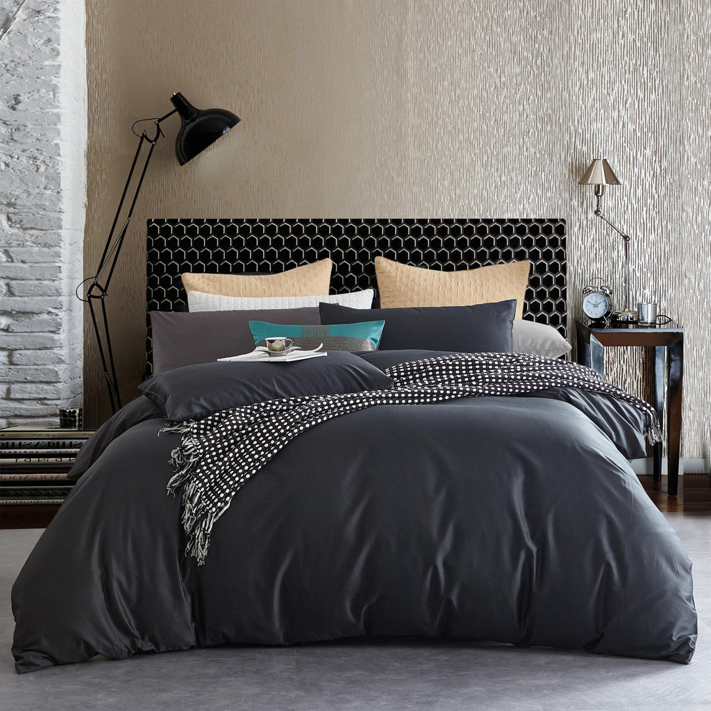 100% Cotton 650tc Soft Sateen Fabric Slate Grey Quilt Cover Set