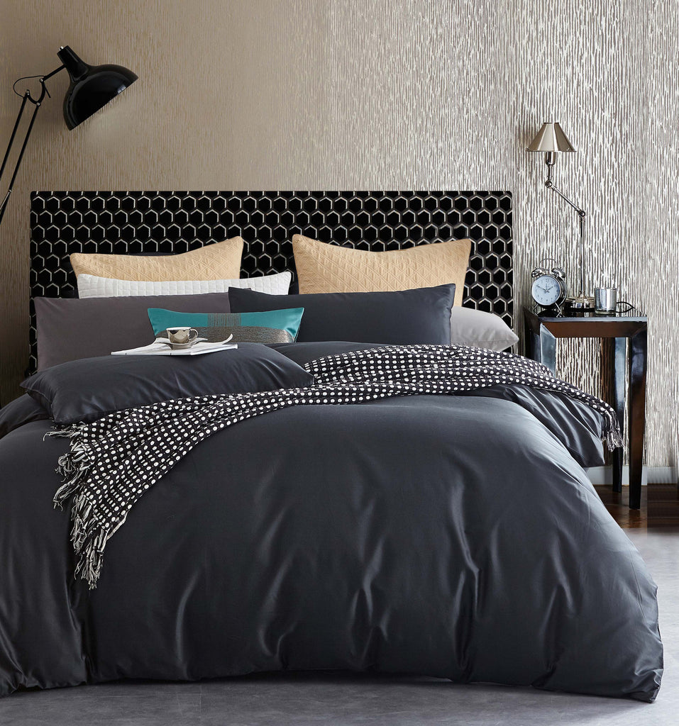 100% Cotton 650tc Soft Sateen Fabric Slate Grey Quilt Cover Set