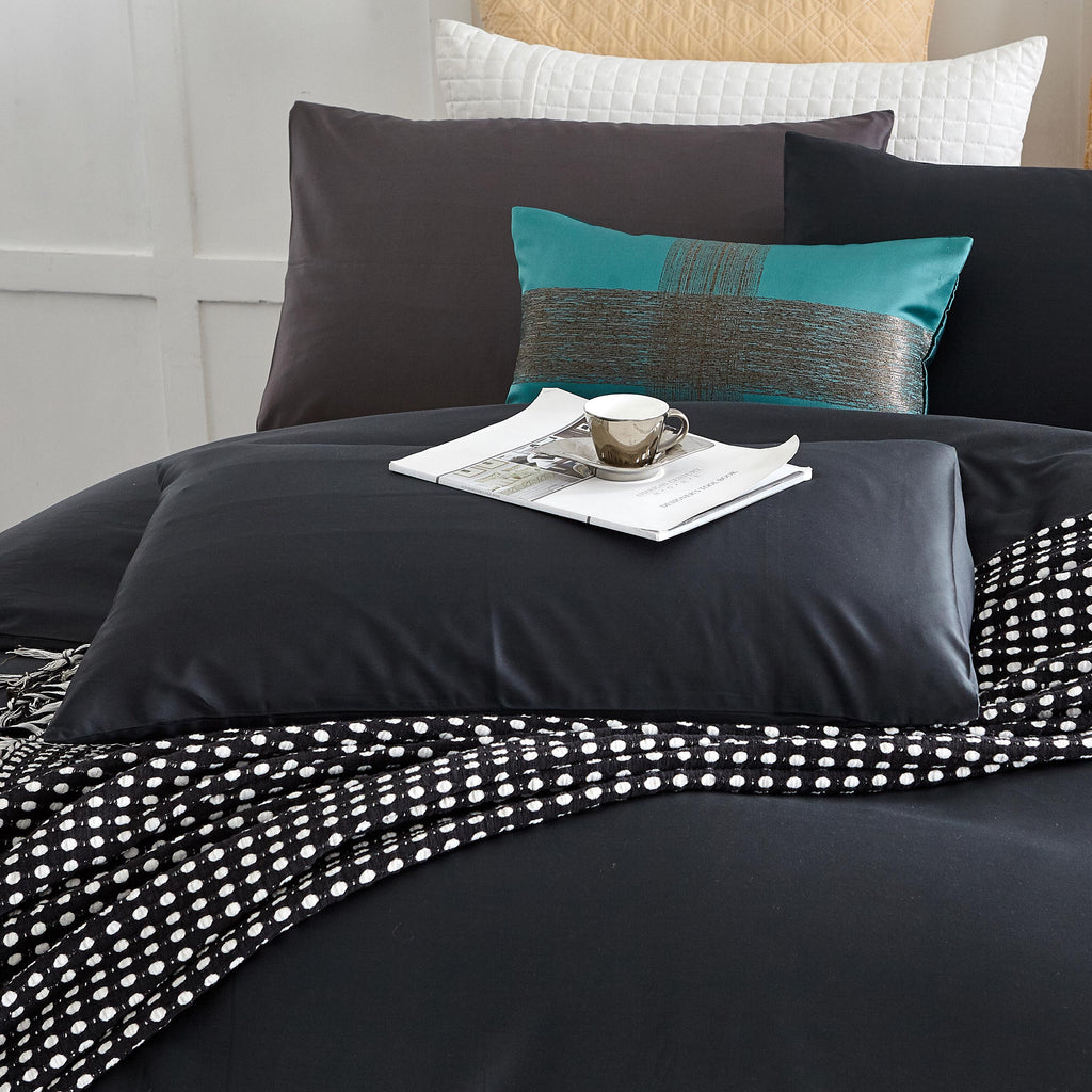 100% Cotton 650tc Soft Sateen Fabric Slate Grey Quilt Cover Set