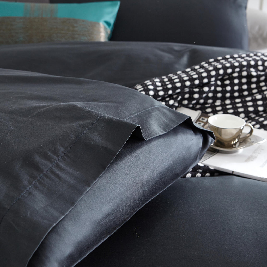 100% Cotton 650tc Soft Sateen Fabric Slate Grey Quilt Cover Set