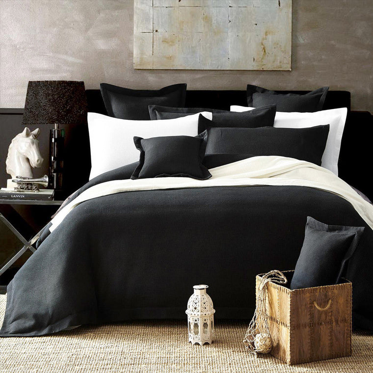 Premium Cotton Black Waffle Quilt Cover Set